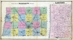 Allegan County Outline Map, Laketown Township, Graffschap, Oqsshorn Lake, Allegan County 1873
